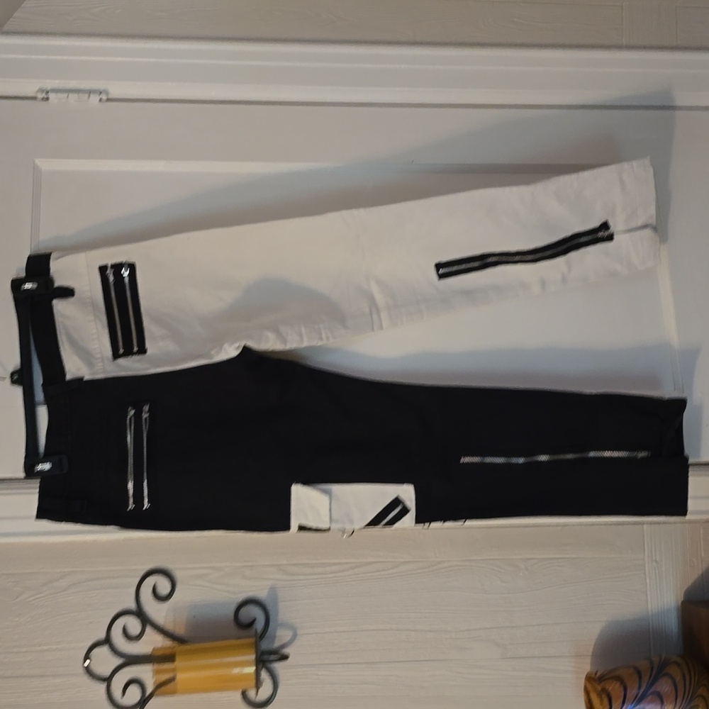 Unisex Tiger of London Black and White Zippered Jeans - Picture 5 of 16